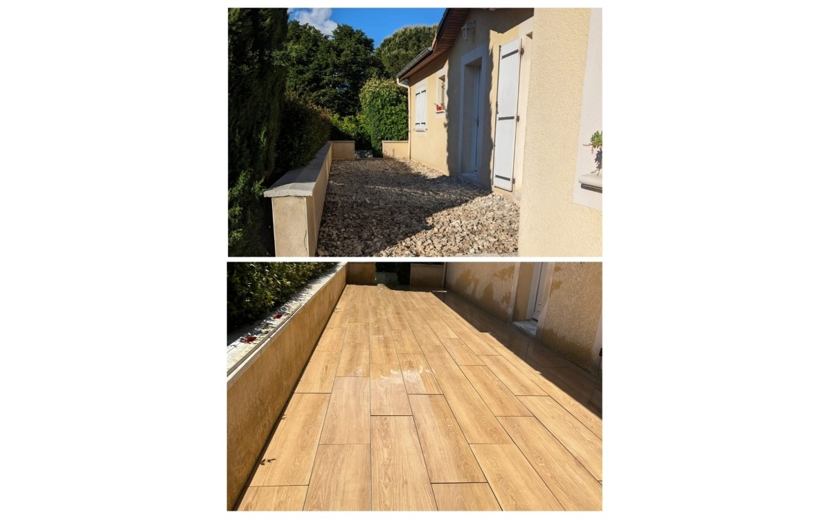 Cration Terrasse en grs crame - Drme conue le 21/06/2024