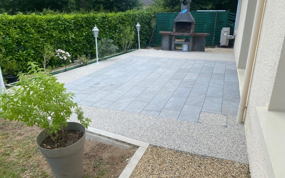 Cration Terrasse en grs crame et Hydrostar  Saint Avit Saint Nazaire ralise le 24/06/2024