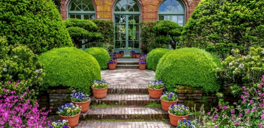 Jardin avec son écrin de verdure